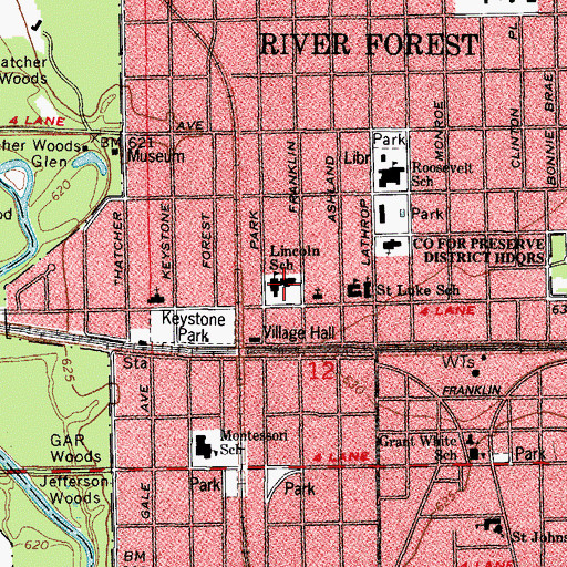 Topographic Map of Lincoln Elementary School, IL