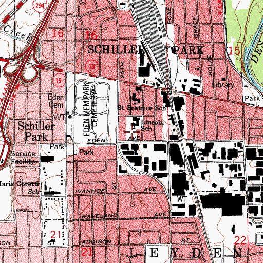 Topographic Map of Lincoln Middle School, IL