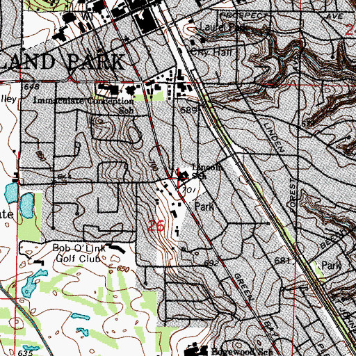 Topographic Map of Lincoln Elementary School, IL