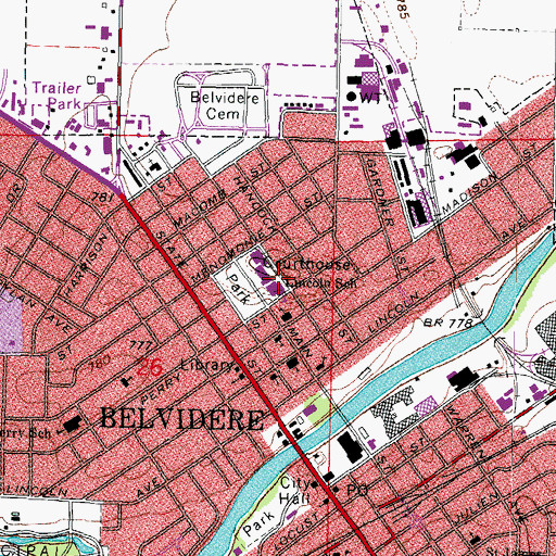 Topographic Map of Lincoln Elementary School, IL