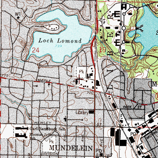 Topographic Map of Lincoln School, IL