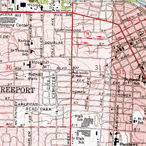 Topographic Map of Lincoln School, IL