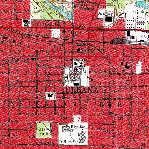 Topographic Map of Lincoln Square, IL