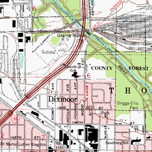 Topographic Map of Lincoln Elementary School, IL