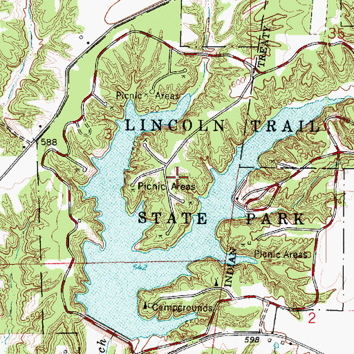 Topographic Map of Lincoln Trail State Park, IL