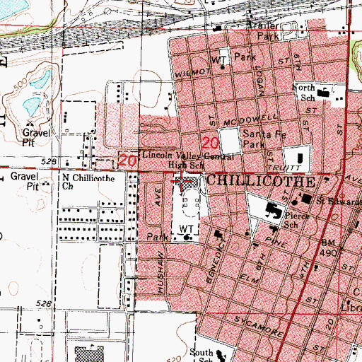 Topographic Map of Lincoln Valley Central High School, IL