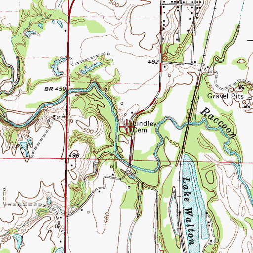 Topographic Map of Lindley Cemetery, IL