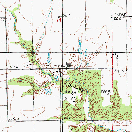 Topographic Map of Lindsay School (historical), IL