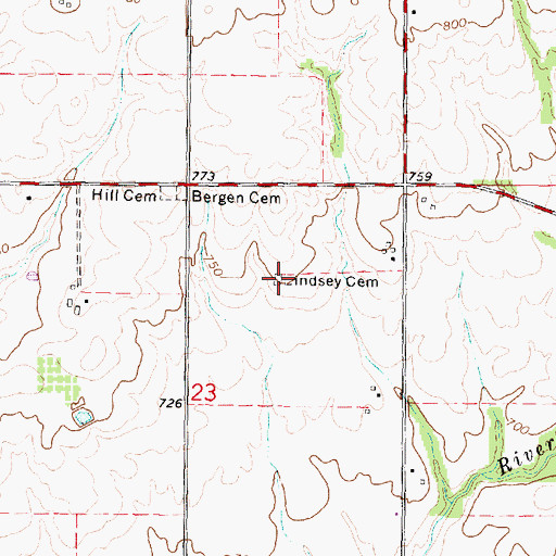 Topographic Map of Lindsey Cemetery, IL