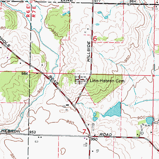 Topographic Map of Linn-Hebron Cemetery, IL