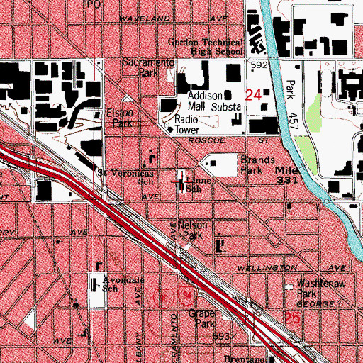 Topographic Map of Linne Elementary School, IL