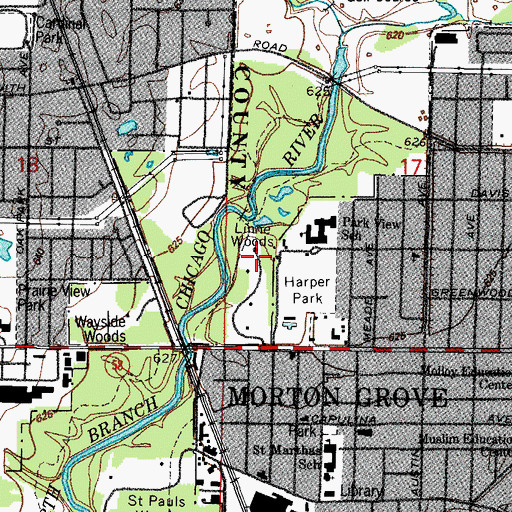Topographic Map of Linne Woods, IL