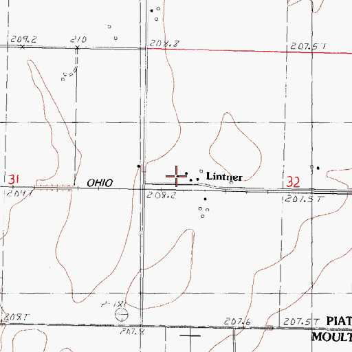Topographic Map of Lintner, IL