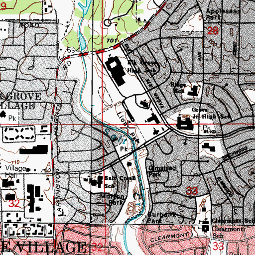 Topographic Map of Lions Park, IL