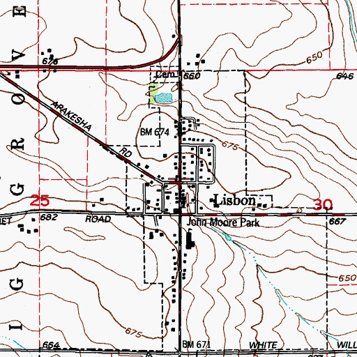 Topographic Map of Lisbon, IL