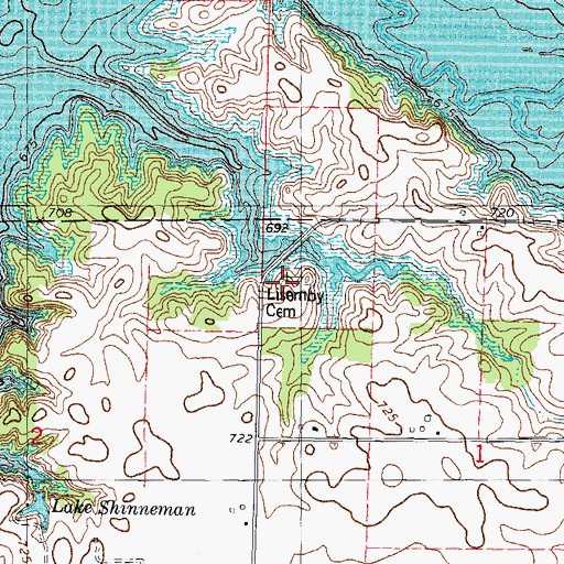 Topographic Map of Lisenby Cemetery, IL