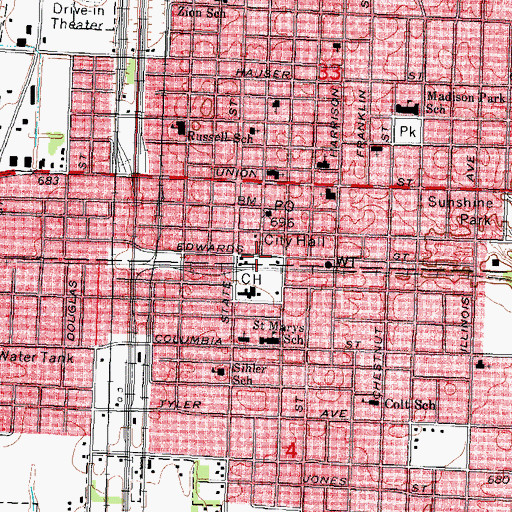 Topographic Map of Litchfield, IL