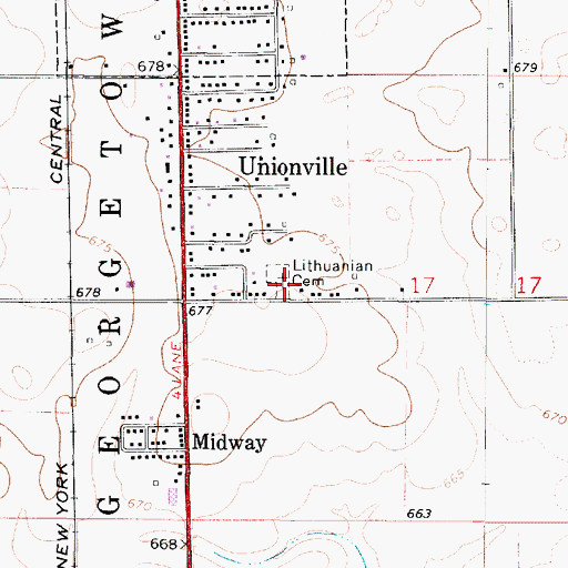 Topographic Map of Lithuanian Cemetery, IL