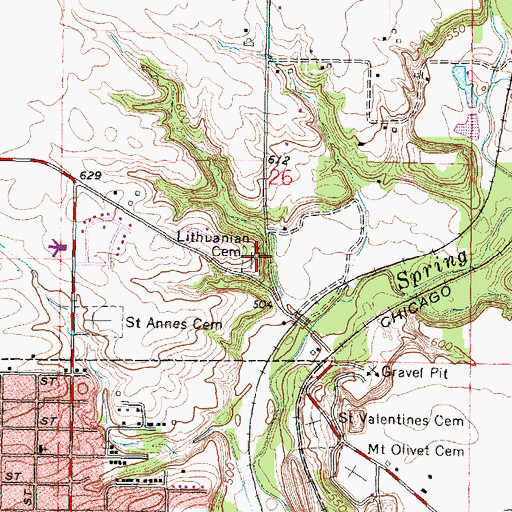 Topographic Map of Lithuanian Cemetery, IL