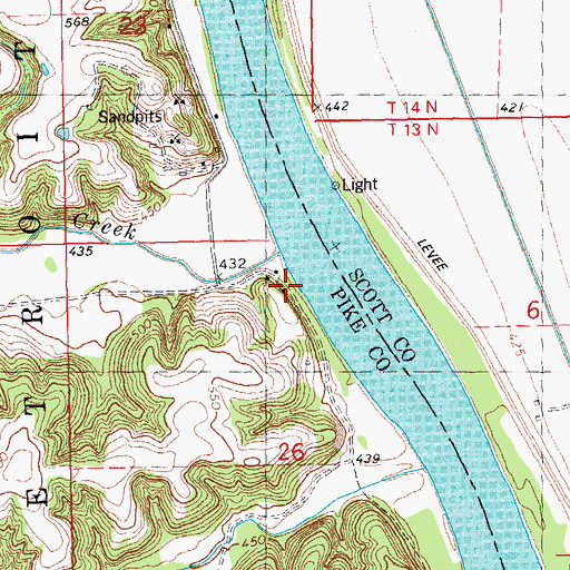Topographic Map of Little Blue Creek, IL