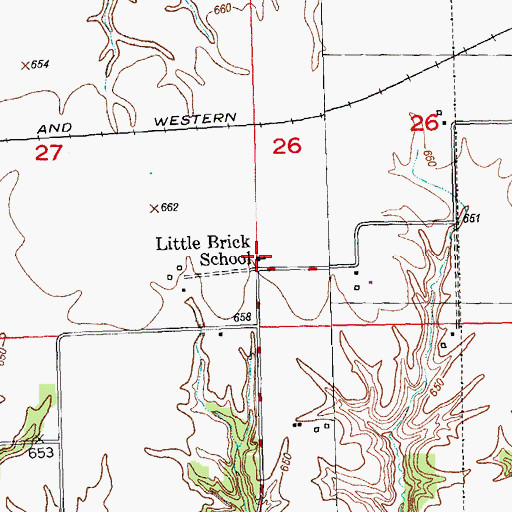 Topographic Map of Little Brick School (historical), IL