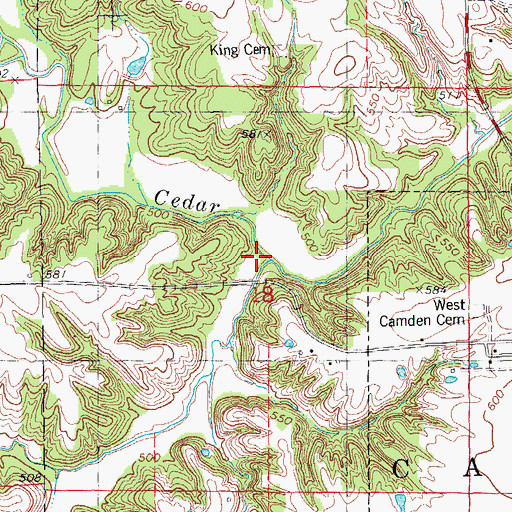 Topographic Map of Little Cedar Creek, IL