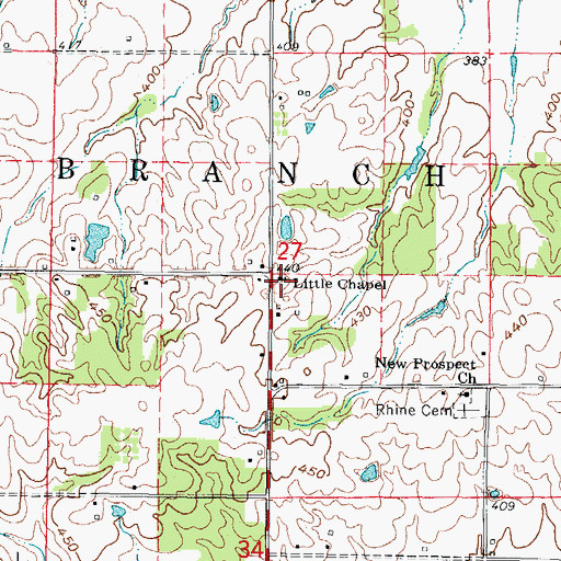 Topographic Map of Little Chapel, IL