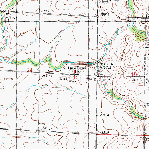 Topographic Map of Little Flock Church, IL