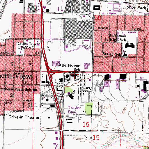 Topographic Map of Little Flower School, IL