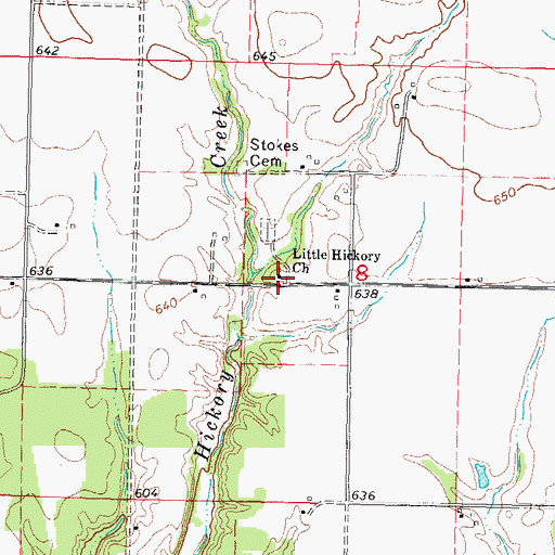 Topographic Map of Little Hickory Church, IL