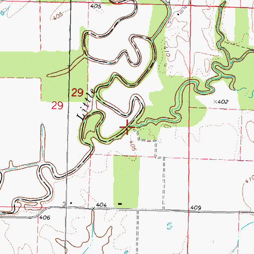 Topographic Map of Little Indian Creek, IL