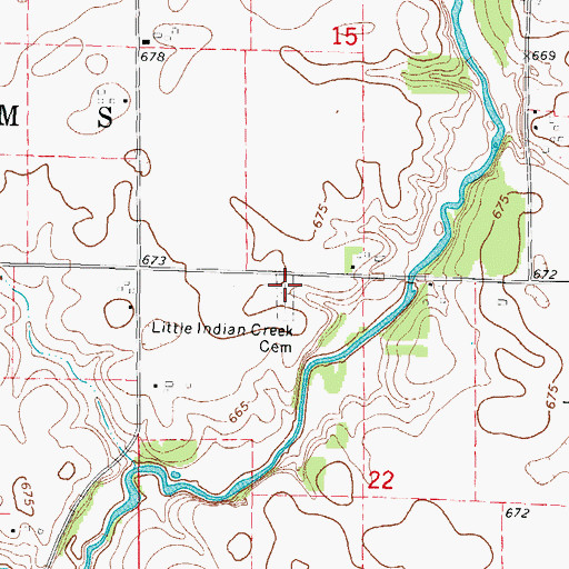 Topographic Map of Little Indian Creek Cemetery, IL