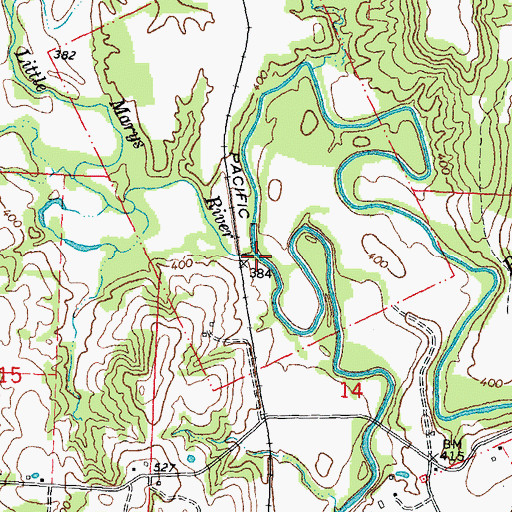 Topographic Map of Little Marys River, IL