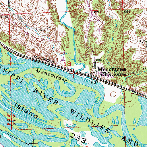 Topographic Map of Little Menominee River, IL
