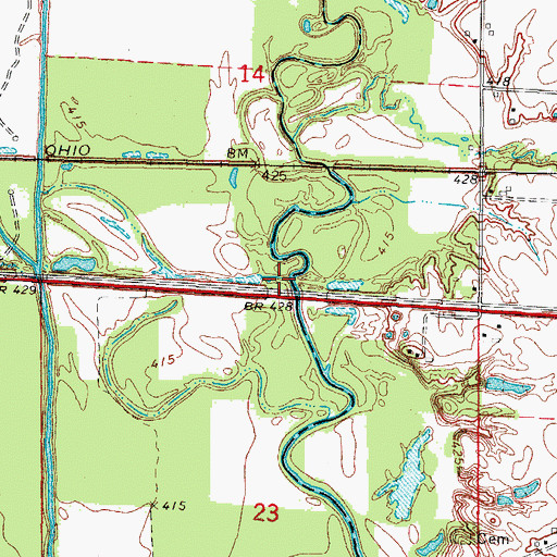 Topographic Map of Little Muddy Creek, IL