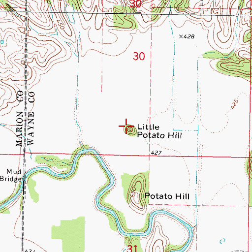 Topographic Map of Little Potatoe Hill, IL