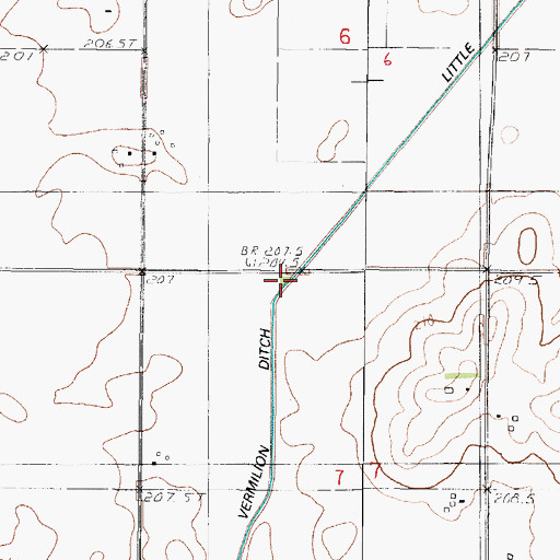 Topographic Map of Little Vermilion Ditch, IL