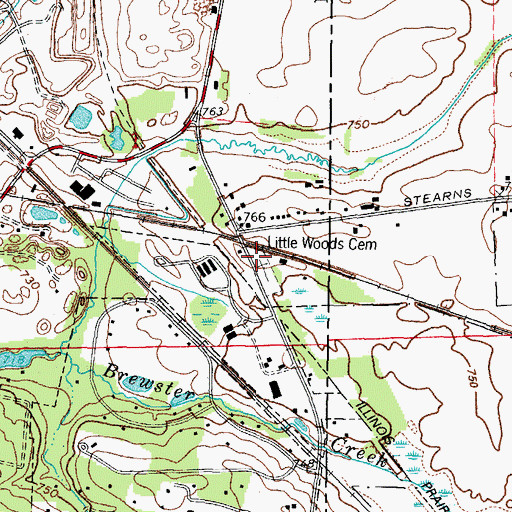 Topographic Map of Little Woods Cemetery, IL