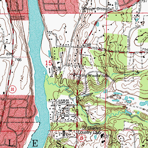 Topographic Map of Little Woods Elementary School, IL