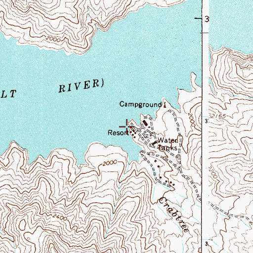 Topographic Map of Apache Lake Resort, AZ