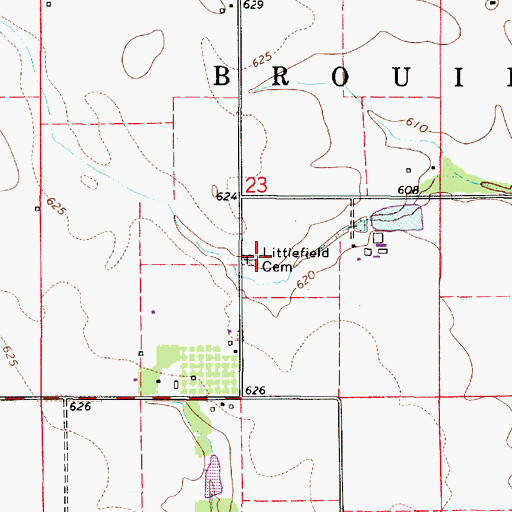 Topographic Map of Littlefield Cemetery, IL