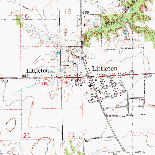 Topographic Map of Littleton, IL