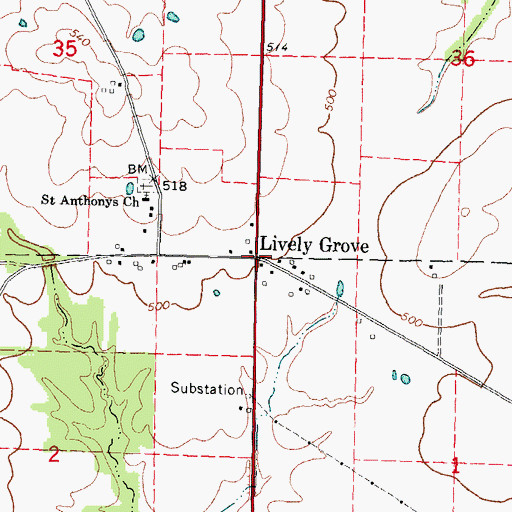 Topographic Map of Lively Grove, IL