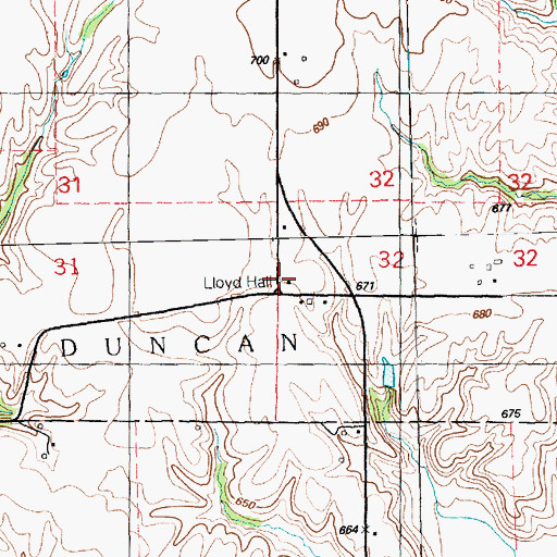 Topographic Map of Lloyd Hall, IL