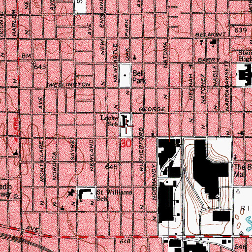 Topographic Map of Josephine Locke Elementary School, IL