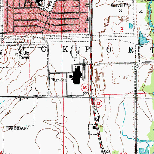 Topographic Map of Romeoville High School, IL