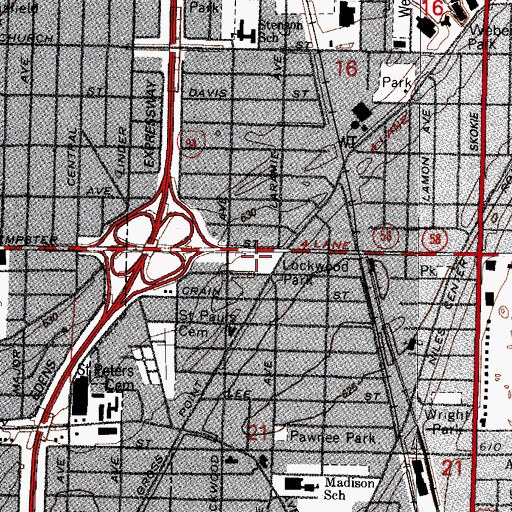 Topographic Map of Lockwood Park, IL