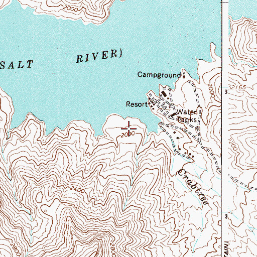 Topographic Map of Apache Lake Marina Recreation Site, AZ