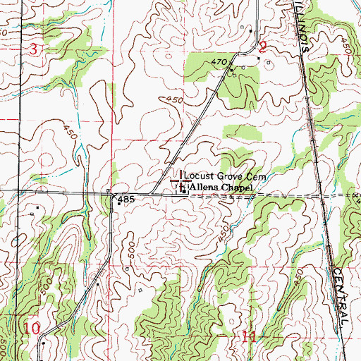 Topographic Map of Locust Grove Cemetery, IL
