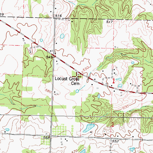 Topographic Map of Locust Grove Cemetery, IL